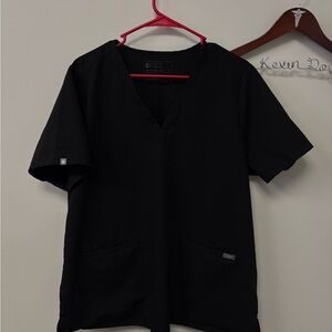Figs women’s Black V-Neck Short Sleeve Scrub Top